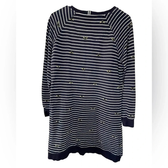 Joules Heidi Jersey Sweatshirt Dress Navy Striped Bee Print Size 6 Pocket Preppy - Picture 2 of 10